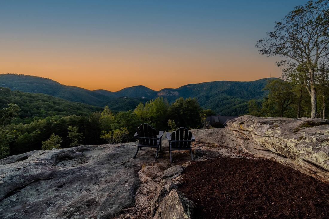 The view from the ledge at sunset
